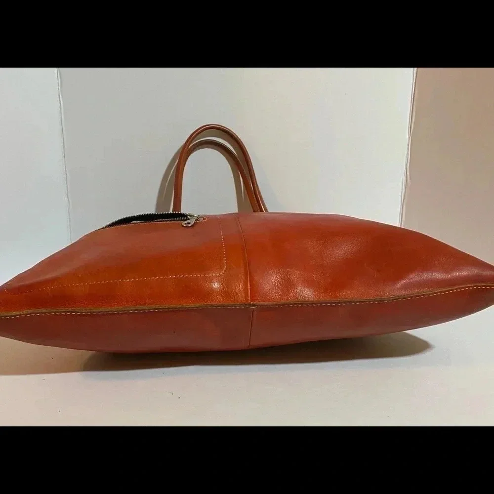 Michael Kon red orange leather satchel handbag